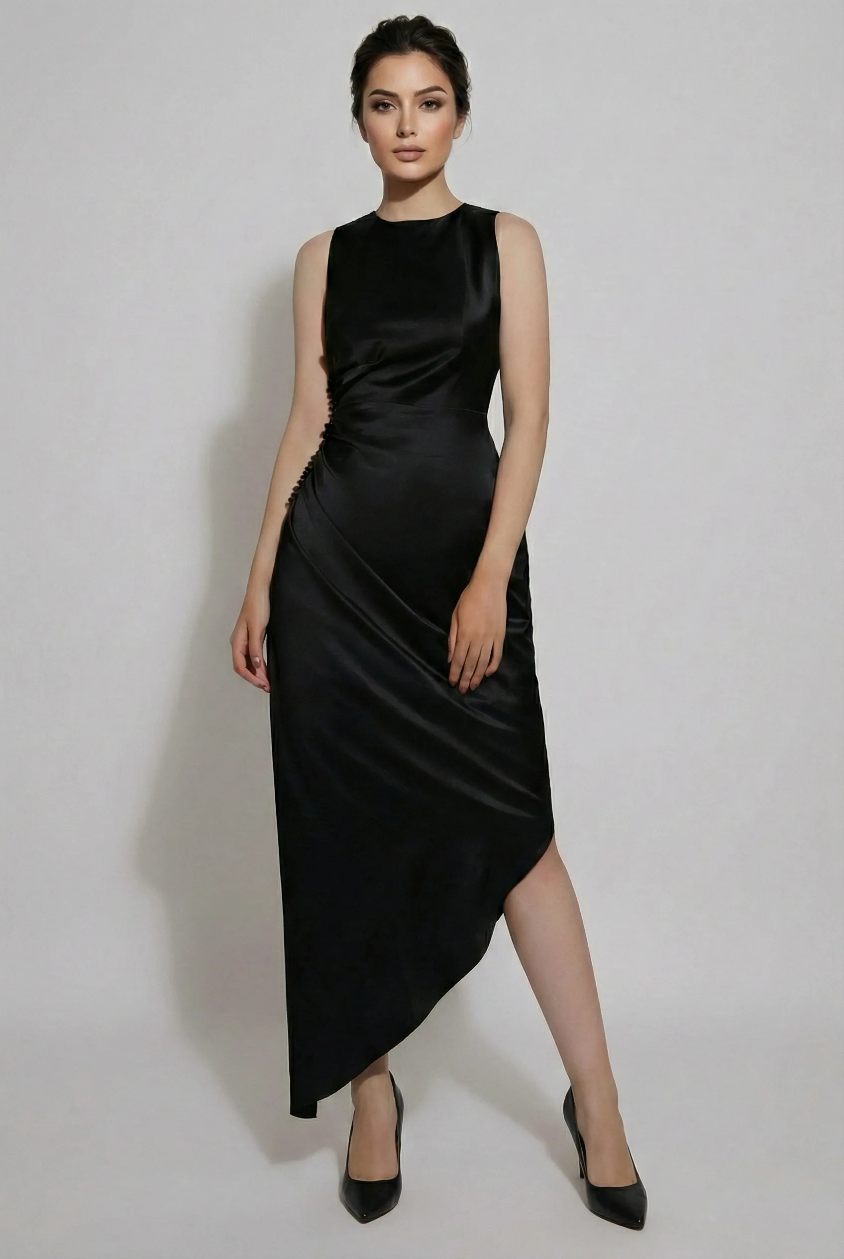 فستان الكريب الأسود الناعم