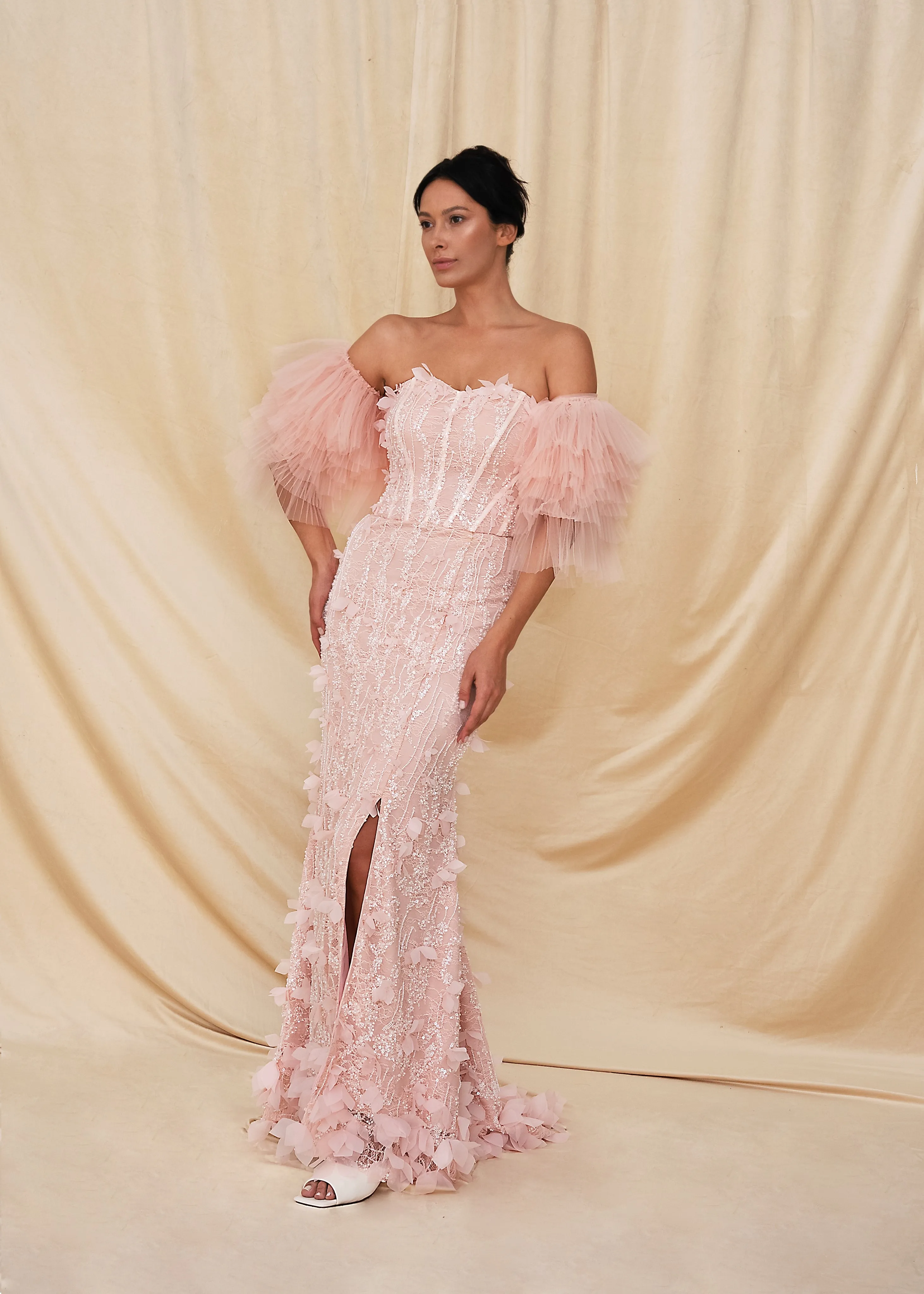 فستان كيب وردي